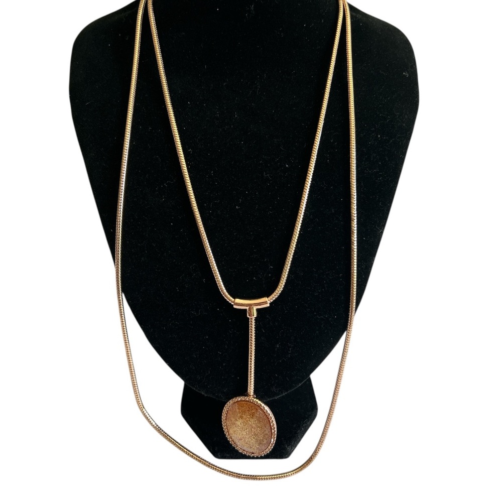 Color Street Rose Gold Glitter Sparkle Oval Pendant Snake Chain Necklace